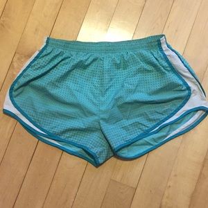 Blue/green/white geometric Nike running shorts XL